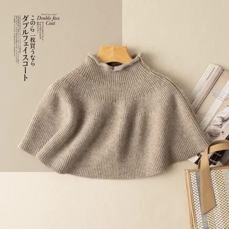 短款叠穿外搭罩衫针织披肩女秋冬外搭斗篷坎肩护颈椎洋气时髦新款商品大图