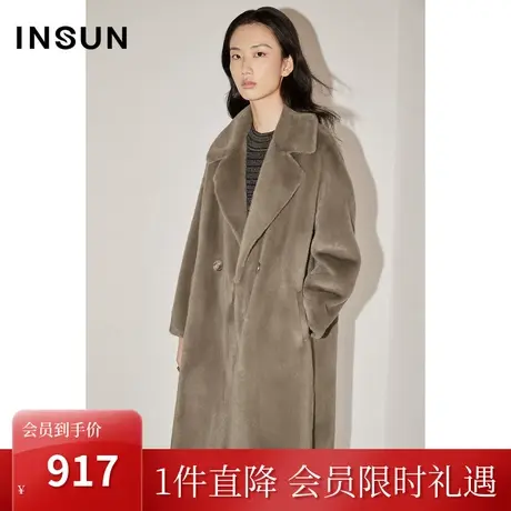 恩裳COVER冬季2022时尚保暖显瘦慵懒风环保皮草毛呢大衣女装商品大图