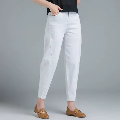 白色牛仔裤女夏天裤子女夏新款夏季薄款八分萝卜裤女裤九分哈伦裤图片