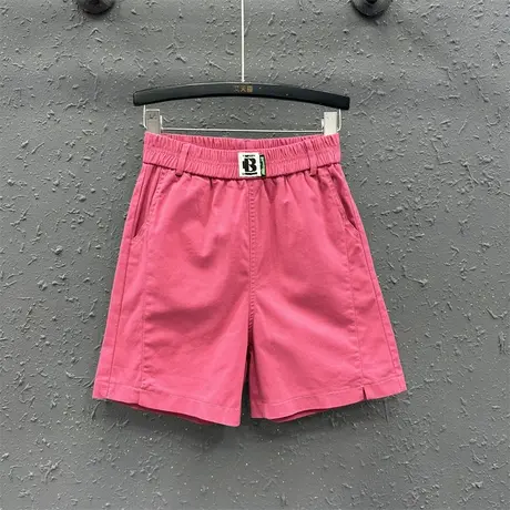 欧货松紧腰休闲糖果色牛仔五分裤女23夏季新款显瘦a字阔腿裤热裤图片