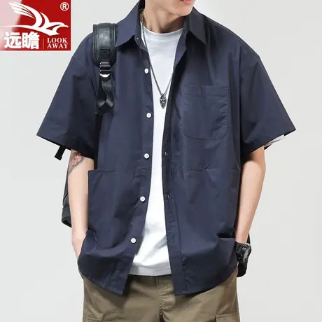 夏天短袖衬衫男士夏季薄款2023新款纯棉寸衫潮流半袖休闲衬衣男装图片