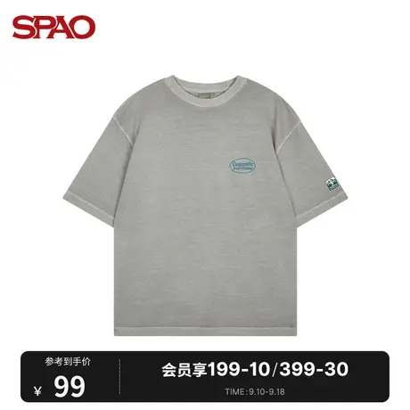 SPAO男士T恤夏季新款字母印花棉休闲圆领短袖SPRPB24C19商品大图