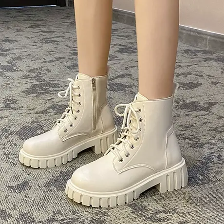 英伦风马丁靴女夏季薄款法式小短靴2023年新款厚底机车靴女瘦瘦靴商品大图