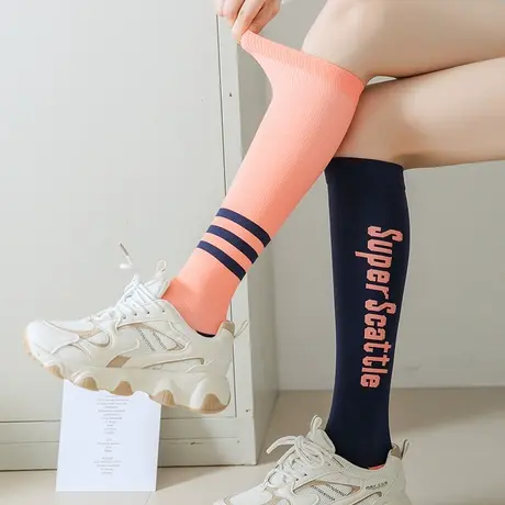 小腿袜女士夏季薄款专业健身运动肌能压缩袜跑步跳绳压力瘦腿长筒商品大图