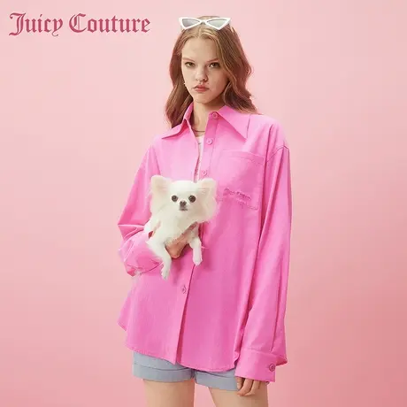 Juicy Couture橘滋2025春夏新款元气浅春系甜美风刺绣阔版衬衫女商品大图