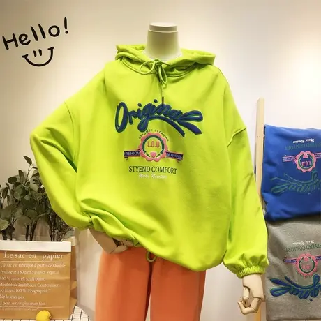 2020早春新款韩国东大门cec潮港风宽松BF中长款卫衣运动休闲大码商品大图