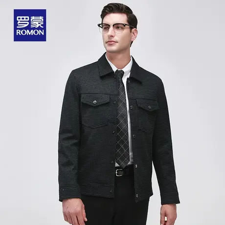 【格纹面料】罗蒙商务男士休闲夹克2023新款春秋季翻领防风款外套图片
