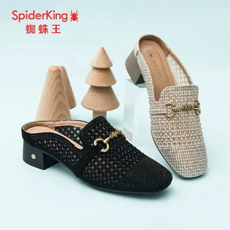 SPIDER KING/蜘蛛王穆勒鞋女2025春商场新款镂空凉鞋透气网纱半拖图片