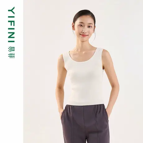 [专柜同款]Yifini/易菲通勤百搭打底修身短款针织衫背心单穿上衣商品大图
