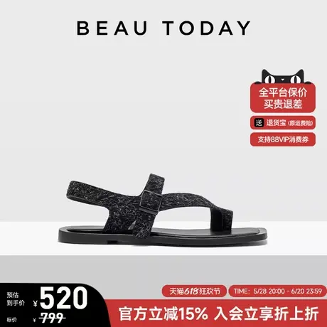 BeauToday平底时装凉鞋女款2025新款夏季外穿度假凉鞋BT夹趾凉鞋图片