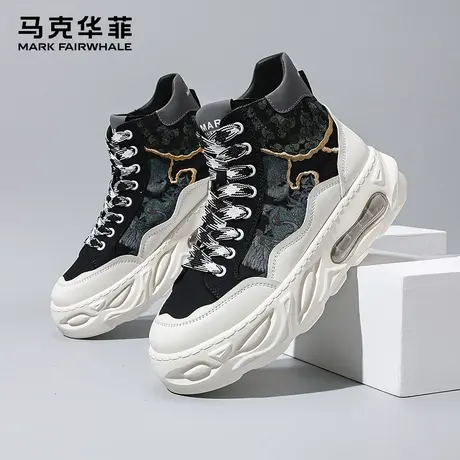 马克华菲男鞋板鞋高帮鞋子男款2025新款运动鞋夏季厚底增高老爹鞋商品大图