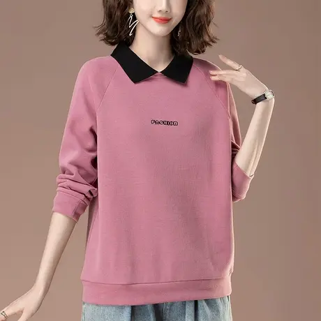 卫衣女春秋新款加肥加大码女装宽松中年妈妈休闲遮肚套头显瘦上衣商品大图