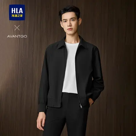 HLA/海澜之家轻商务经典系列夹克25春秋新纯色翻领商务通勤外套男图片