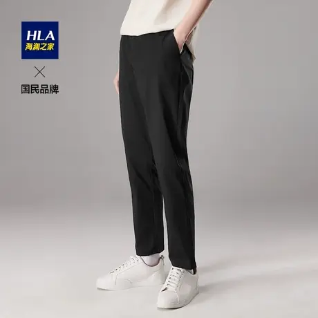 HLA/海澜之家半松紧腰休闲长裤2023春新款亲肤透气锥形弹力裤子男图片