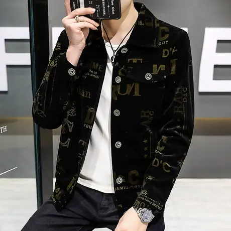 潮牌工装风男夹克2023年秋冬新款男士休闲灯芯绒外套男式茄克衫商品大图