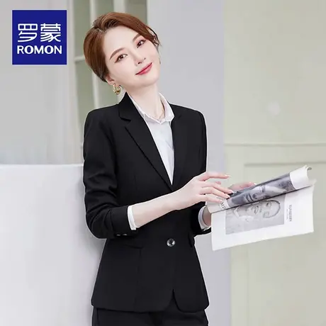罗蒙女士商务休闲通勤单西2025秋季新款百搭纯色职业装西服外套NX图片