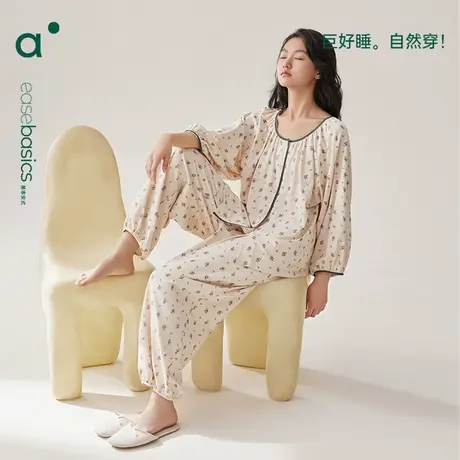 安之伴2025年新款纯棉春秋睡衣女长袖圆领休闲家居服外穿少女套装商品大图