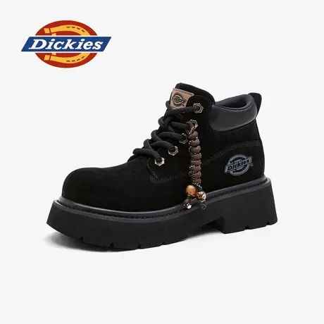 Dickies马丁靴女款短靴2025新款秋冬高帮小皮鞋6cm增高工装靴子商品大图