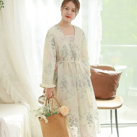 胖妹妹秋季新中式文艺复古刺绣连衣裙 大码微胖韵味气质绣花长裙商品大图