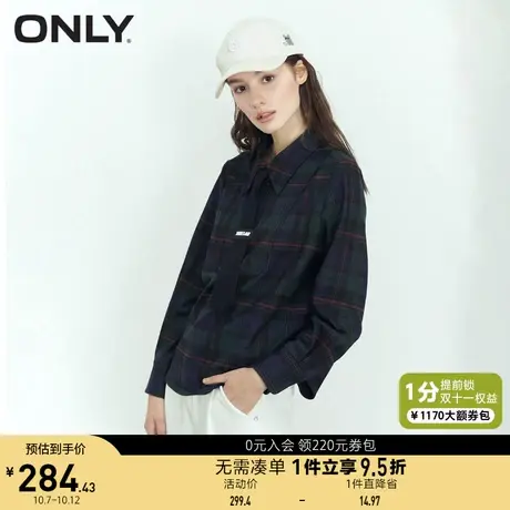 ONLY奥莱2023夏季新款休闲通勤宽松格纹中长款雪纺衫女图片