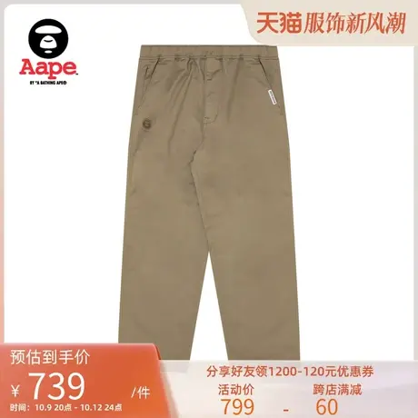 Aape旗舰店男装秋冬猿颜徽章纯色简约宽松休闲长裤A620XXL商品大图