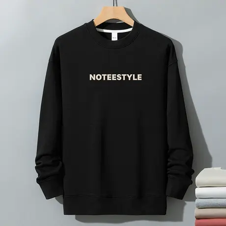 350g重磅卫衣男秋冬款加绒加厚圆领无帽长袖t恤宽松摇粒绒打底衫图片