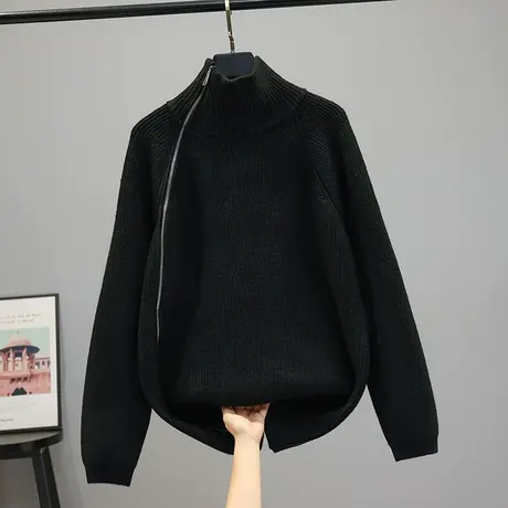 22128女士毛衣针织衫上衣高领套头宽松长袖百搭纯色针织打底衫图片