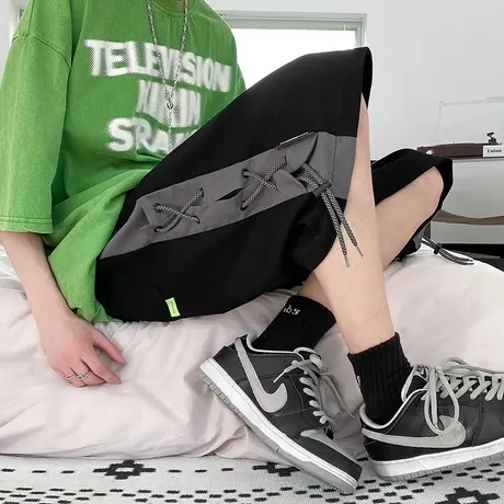 夏季直筒休闲短裤男港风ins潮牌美式高街宽松运动中裤潮流五分裤商品大图