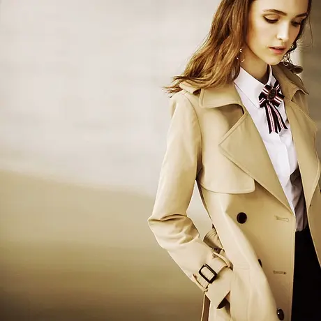 雀后英伦风衣女中长款2023春季新款气质过膝收腰chic港风外套大衣商品大图