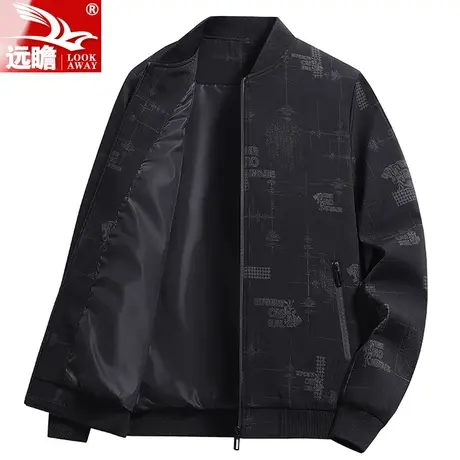 男士棒球领夹克秋季新款中老年爸爸春秋装外套休闲上衣干部服男款商品大图