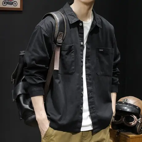 春季2024新款衬衫男美式潮牌多口袋男士休闲工装外套衬衣春秋男装商品大图