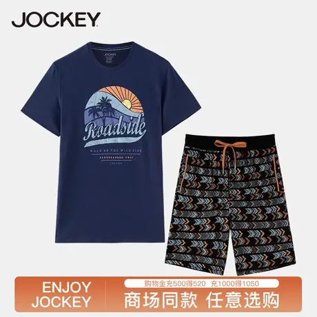 Jockey男士家居服套装莫代尔睡衣圆领简约可外穿T恤五分裤居家服图片