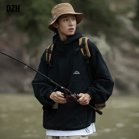男士户外套头冲锋衣外套男春秋防风半拉链夹克山系男装2023新款潮商品大图