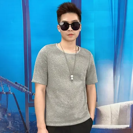 冬季加绒短袖男保暖内衣男士大码加厚t恤上衣新款男款图片