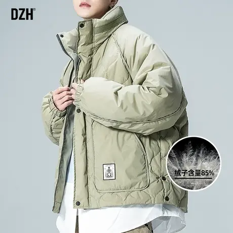 男士白鸭绒立领羽绒服男款冬季加厚2024年新款短款面包服羽绒夹克图片
