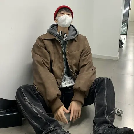 春秋季简约百搭时尚宽松夹克男ins潮流翻领拉链开衫休闲上衣外套商品大图