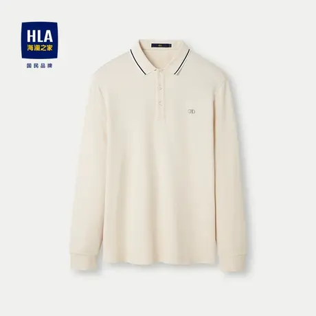 HLA/海澜之家龙腾九州系列长袖Polo24春夏新菠萝提花印花T恤男图片
