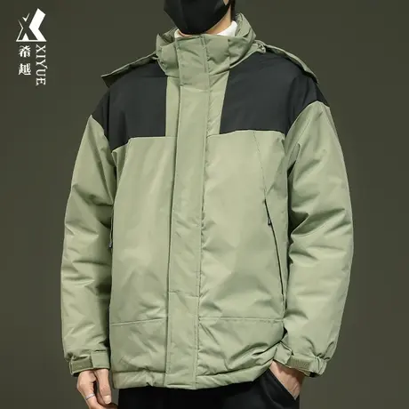 希越户外防风高级感男冬季撞色拼接棉衣外套宽松大码加厚男士夹克商品大图