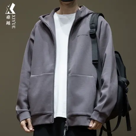 希越春秋开衫卫衣男款潮牌美式宽松大码外套男士重磅540g休闲夹克商品大图