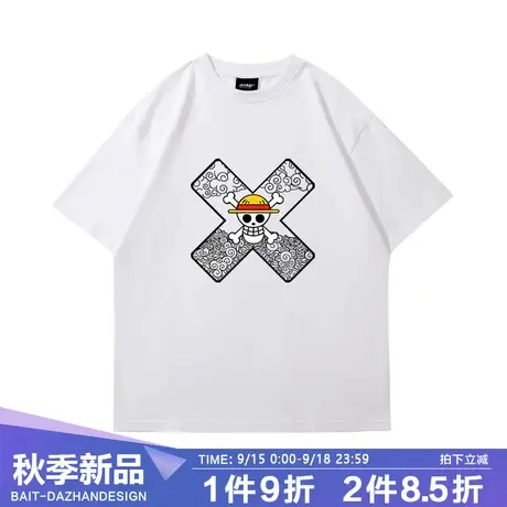 日系海贼王路飞印花t恤男cec短袖宽松潮牌学生潮流衣服半袖打底衫图片