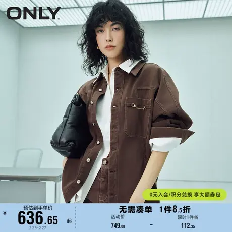 ONLY奥莱春季新款简约休闲加绒OVERSIZE牛仔衬衫女商品大图