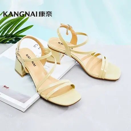 康奈女鞋时尚都市女士凉鞋2024夏季新仙女风百搭方跟凉鞋图片