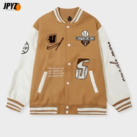 夹棉刺绣棒球服男春秋潮牌加厚冬季美式oversize痞帅夹克外套冬季商品大图