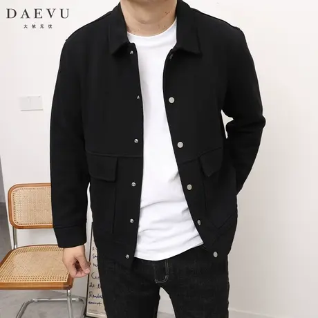 DAEVU秋新款日韩系大号潮胖子加肥加大码男士短款翻领夹克外套商品大图