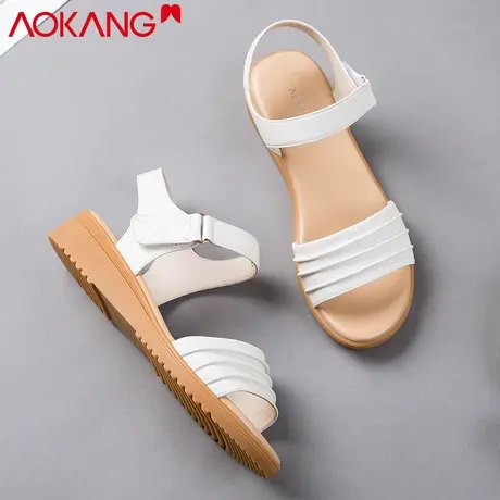 奥康凉鞋女夏季中老年妈妈凉鞋魔术贴平底防滑女凉鞋商品大图