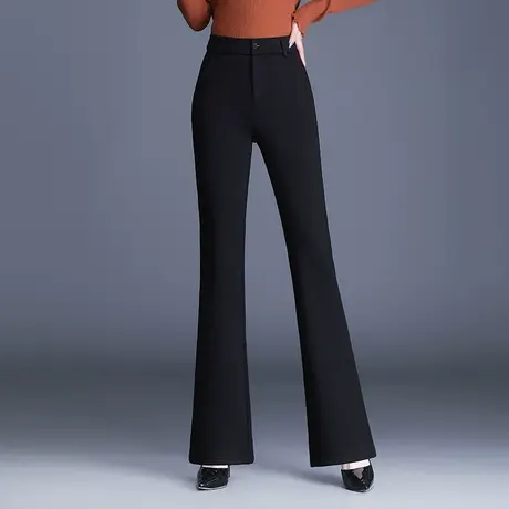 黑色高腰微喇裤女春秋2023新款加长通勤高个子修身休闲西装裤长裤商品大图