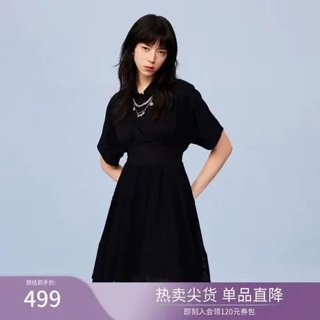 RIENYRE连衣裙2023女新款夏季网纱裙拽姐风小黑裙茶歇法式连衣裙图片