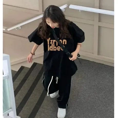 纯棉设计感小众短袖t恤女2023新款夏季宽松港味复古chic上衣体恤商品大图