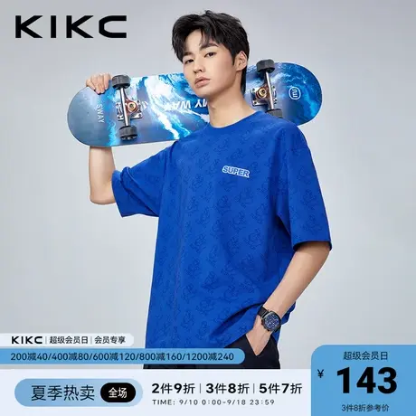 kikct恤 男2023春夏新款商场同款字母印花宽松潮流减龄半袖上衣图片
