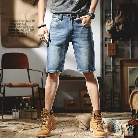 夏季宽松复古怀旧牛仔短裤男潮牌韩版直筒男士大码休闲五分裤子夏商品大图